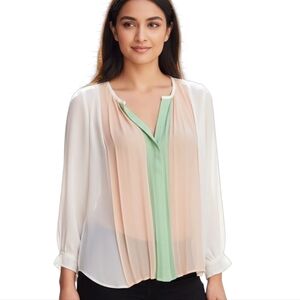 Joie Green and Cream Panels Blouse